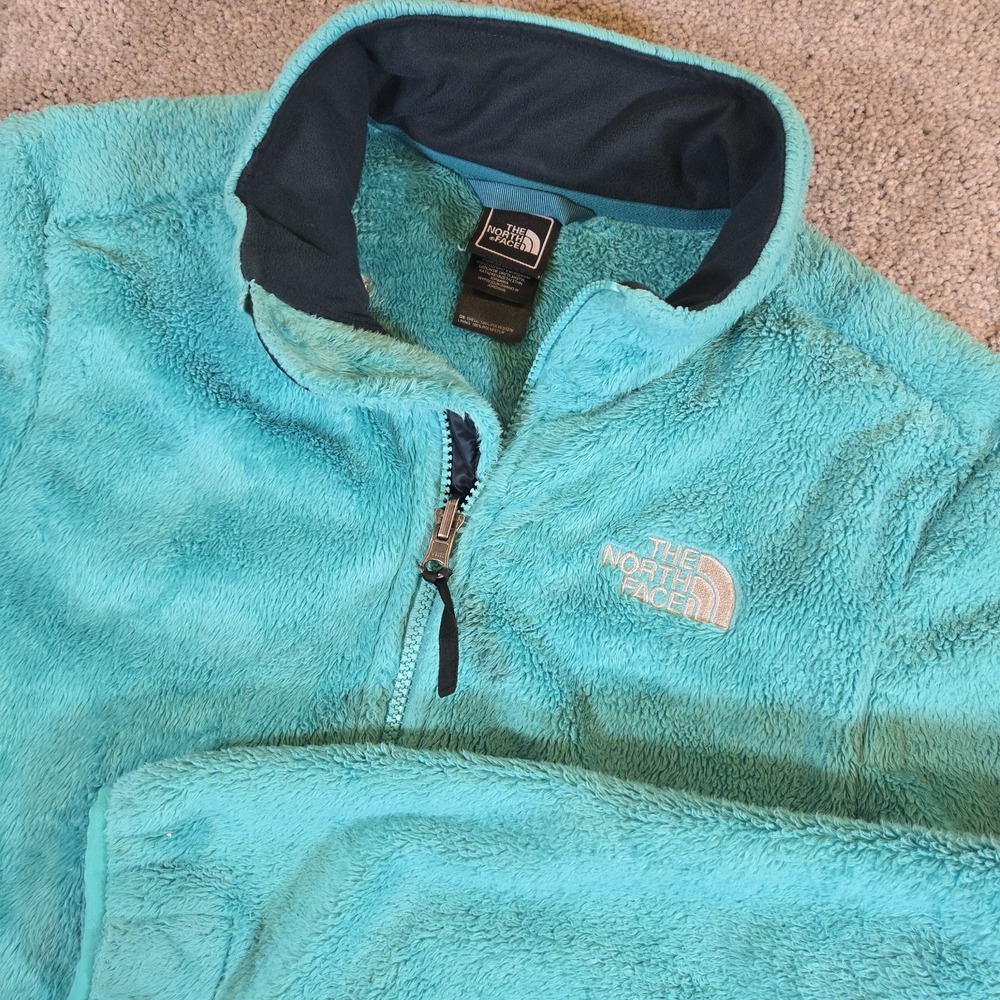 The North Face Black Fleece Blue Turquise Zip Front Jacket Coat Size Medium